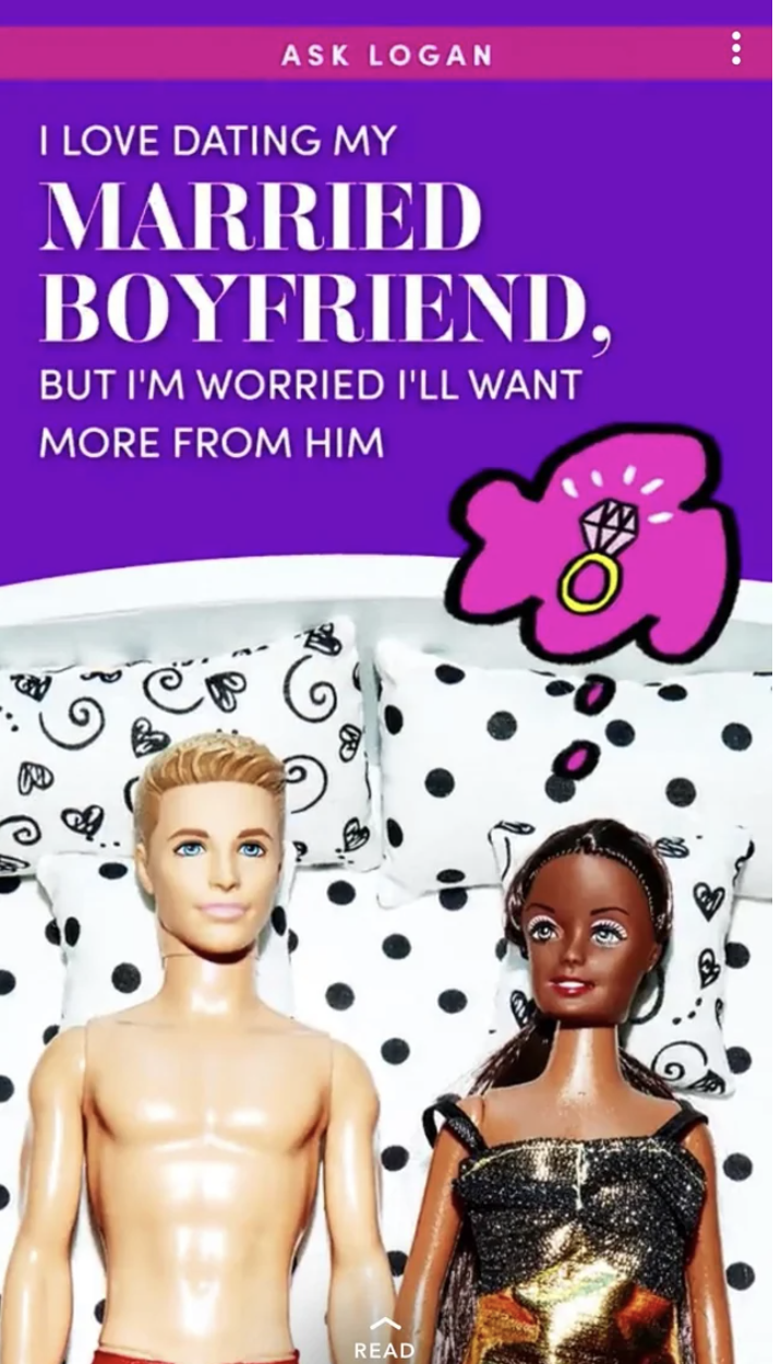 barbie - Ask Logan I Love Dating My Married Boyfriend, But I'M Worried I'Ll Want More From Him O Read